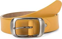 styleBREAKER Unisex Leder Gürtel Unifarben mit glänzender Oberfläche und gebürsteter Schnalle, kürzbar 03010104, Größe:100cm, Farbe:Curry von styleBREAKER