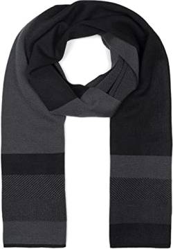 styleBREAKER Unisex Schal mit Streifen Muster, Zwei Farbiger Warmer Herbst Winter Feinstrick Schal gestreift 01017155, Farbe:Schwarz-Grau von styleBREAKER