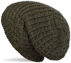 styleBREAKER Unisex Strick Beanie Mütze grob gestrickt, Slouch Longbeanie, Grobstick Winter Strickmütze 04024158, Farbe:Oliv von styleBREAKER