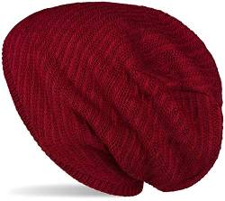 styleBREAKER Unisex Strick Beanie Mütze mit Thermo-Fleece Innenfutter, Einfarbige Winter, Uni Strickmütze 04024176, Farbe:Bordeaux-Rot von styleBREAKER