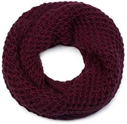 styleBREAKER Unisex Strick Loopschal grob gestrickt, Uni Schlauchschal, Winter Strickschal, Grobstrick Schal 01018157, Farbe:Bordeaux-Rot von styleBREAKER