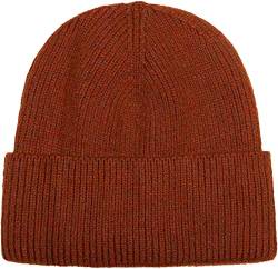 styleBREAKER Unisex Strickmütze mit Rippenmuster und breiter Krempe, Feinstrick Mütze doppelt gestrickt, Strick Beanie 04024190, Farbe:Rostbraun von styleBREAKER