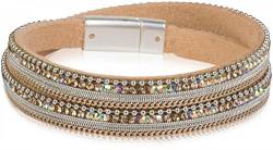 styleBREAKER Wickelarmband mit Strass, Gliederkette und Kügelchen, Magnetverschluss Armband, Damen 05040054, Farbe:Hellbraun von styleBREAKER