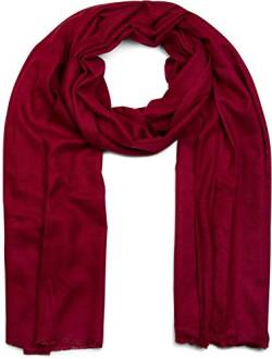 styleBREAKER weicher Stola Schal in Unifarben mit Fransen, Tuch, Unisex 01017070, Farbe:Bordeaux-Rot von styleBREAKER