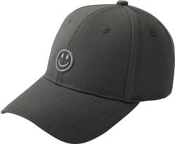 stylx Baseball Cap Damen Herren Baumwolle Smiley, Unisex Verstellbar Basecap Sonnenschutz Baseballkappen Sport Cap Sonnenhut Reisen Draußen (DE/NL/SE/PL, Alphanumerisch, Einheitsgröße, grau) von stylx