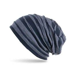 stylx Beanie Mütze mit Falten Muster, Slouch Longbeanie, Unisex (Jeansblau) von stylx