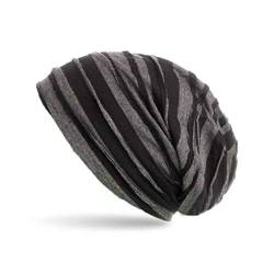 stylx Beanie Mütze mit Falten Muster, Slouch Longbeanie, Unisex (grau/schwarz) von stylx