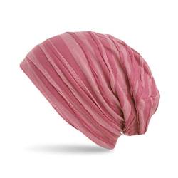 stylx Beanie Mütze mit Falten Muster, Slouch Longbeanie, Unisex (pink) von stylx