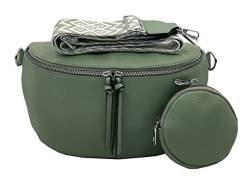 stylx Crossbody Bag Damen Leder Breiter Gurt Handtasche Umhängetasche Moderne Taschen mit breitem Schultergurt,Abnehmbarer Schultergurt,Schwarz. (2dunkelgrün) von stylx