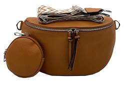 stylx Crossbody Bag Damen Leder Breiter Gurt Handtasche Umhängetasche Moderne Taschen mit breitem Schultergurt,Abnehmbarer Schultergurt,Schwarz. (2mocca) von stylx