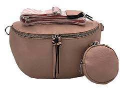 stylx Crossbody Bag Damen Leder Breiter Gurt Handtasche Umhängetasche Moderne Taschen mit breitem Schultergurt,Abnehmbarer Schultergurt,Schwarz. (2rosa) von stylx