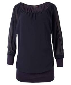 stylx Damen Bluse Shirt Langarmshirt Gr. 40-50 | Tunika mit Langen Armen | Blusenshirt mit breitem Bund | Elegant - (dunkelblau, 40-42) von stylx