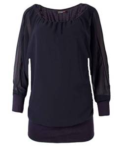 stylx Damen Bluse Shirt Langarmshirt Gr. 40-50 | Tunika mit Langen Armen | Blusenshirt mit breitem Bund | Elegant - (dunkelblau, 42-44) von stylx