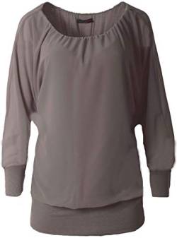 stylx Damen Bluse Shirt Langarmshirt Gr. 40-50 | Tunika mit Langen Armen | Blusenshirt mit breitem Bund | Elegant - (dunkelgrau, 42-44) von stylx