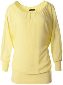stylx Damen Bluse Shirt Langarmshirt Gr. 40-50 | Tunika mit Langen Armen | Blusenshirt mit breitem Bund | Elegant - (hellgelb, 42-44) von stylx