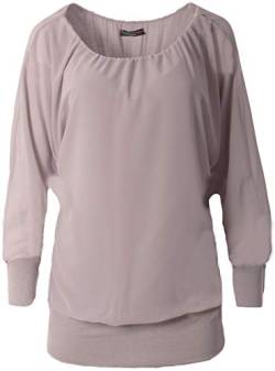 stylx Damen Bluse Shirt Langarmshirt Gr. 40-50 | Tunika mit Langen Armen | Blusenshirt mit breitem Bund | Elegant - (hellgrau, 44-46) von stylx