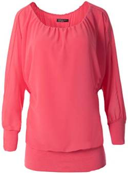 stylx Damen Bluse Shirt Langarmshirt Gr. 40-50 | Tunika mit Langen Armen | Blusenshirt mit breitem Bund | Elegant - (pink, 42-44) von stylx