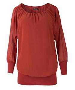 stylx Damen Bluse Shirt Langarmshirt Gr. 40-50 | Tunika mit Langen Armen | Blusenshirt mit breitem Bund | Elegant - (rost, 44-46) von stylx
