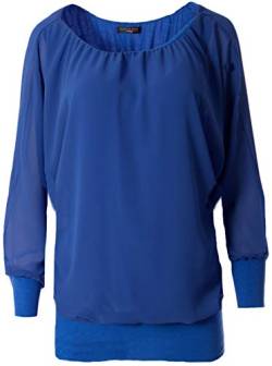 stylx Damen Bluse Shirt Langarmshirt Gr. 40-50 | Tunika mit Langen Armen | Blusenshirt mit breitem Bund | Elegant - (royal blau, 44-46) von stylx