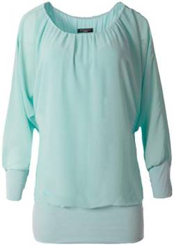 stylx Damen Bluse Shirt Langarmshirt Gr. 40-50 | Tunika mit Langen Armen | Blusenshirt mit breitem Bund | Elegant - (türkis, 44-46) von stylx