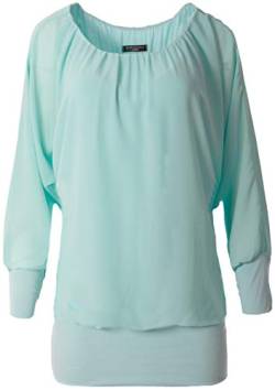 stylx Damen Bluse Shirt Langarmshirt Gr. 40-50 | Tunika mit Langen Armen | Blusenshirt mit breitem Bund | Elegant - (türkis, 48-50) von stylx