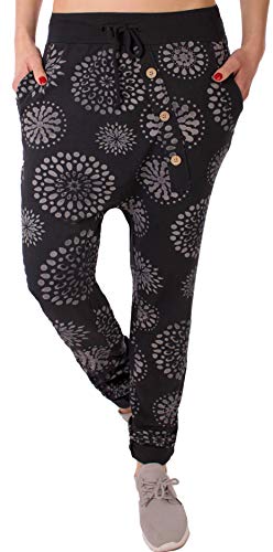 stylx Damen Jogginghose Größe 36-50 Sweatpants Sterne Boyfriend Ali Baba Style Anker Camouflage Uni Farben (PB schwarz, 48-50) von stylx