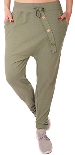 stylx Damen Jogginghose Größe 36-50 Sweatpants Sterne Boyfriend Ali Baba Style Anker Camouflage Uni Farben (Uni Khaki, 36-38) von stylx