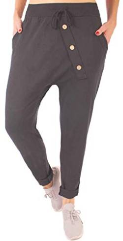 stylx Damen Jogginghose Größe 36-50 Sweatpants Sterne Boyfriend Ali Baba Style Anker Camouflage Uni Farben (Uni dunkelgrau, 40-42) von stylx