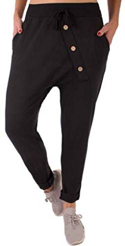 stylx Damen Jogginghose Größe 36-50 Sweatpants Sterne Boyfriend Ali Baba Style Anker Camouflage Uni Farben (Uni schwarz, 42-44) von stylx