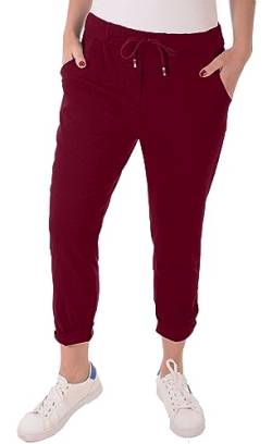 stylx Damen Jogginghose im Vintage Look Sweatpants für Freizeit Sport und Fitness (36, Bordeauxrot) von stylx