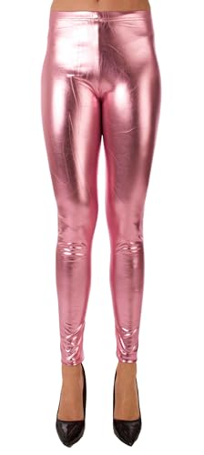 stylx Damen Metallic Leggings, glänzende Shiny Leggings im Wet Look Party Tanz Disco Kostüm Fasching Karneval (DE/NL/SE/PL, Numerisch, 36, 38, Regular, Regular, Hellrosa) von stylx