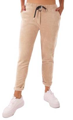 stylx Damen Vintage Cordhose Hohe Taille Gerades Bein Hose Taschen Hose (DE/NL/SE/PL, Numerisch, 36, 38, Regular, Regular, Hellbeige) von stylx