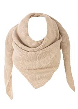 stylx Damen XXL Strick Dreieck Schal mit Reiskorn Strickmuster in Unifarben, Schal, Leichtes Tuch (beige) von stylx