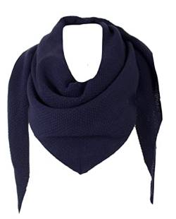 stylx Damen XXL Strick Dreieck Schal mit Reiskorn Strickmuster in Unifarben, Schal, Leichtes Tuch (dunkelblau) von stylx