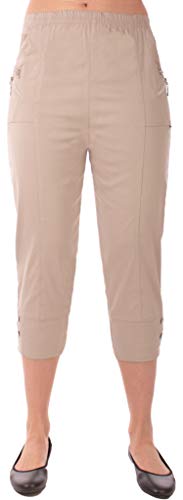 stylx Damenhose 7/8 knielange - leichte Hose - Stretchhose alltagshose Outdoor- Funktionshose Stretch (as3, Numeric, Numeric_54, Numeric_56, Regular, Regular, beige) von stylx