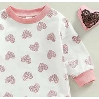 suebidou Langarmbody Langärmliger lässiger Baby Overall mit Herzen Baby Body Druckverschluss unten von suebidou