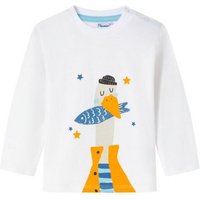 suebidou Longsleeve Langarmshirt für Jungen weiß mit süßem Druck Fisch mit Glitterprint von suebidou