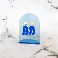 suebidou Paar Ohrstecker Damen Ohrringe aus Greencast-Acryl blau abstrakte Formen von suebidou