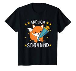 Kinder Fuchs Schule Einschulung Kindergarten endlich Schulkind T-Shirt von süße Tiere für Kinder 1. Klasse Schulkind