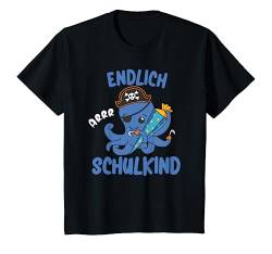 Kinder Pirat Oktopus Einschulung Kindergarten Vorschule Schultüte T-Shirt von süße Tiere für Kinder 1. Klasse Schulkind