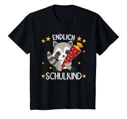 Kinder Waschbär Schule Einschulung Vorschule Schultüte T-Shirt von süße Tiere für Kinder 1. Klasse Schulkind