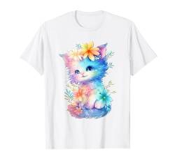 Baby Katze mit Blumen süße Katzen Kätzchen Mädchen Tochter T-Shirt von süßes farbenfrohe Katzen Liebhaber Outfits