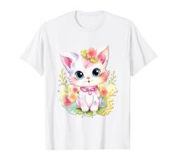 Baby Katze mit Blumen süße Katzen Kätzchen Mädchen Tochter T-Shirt von süßes farbenfrohe Katzen Liebhaber Outfits