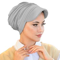sufirit Head Beanie, Turbans für Frauen, Hijab Cap, Chemo Caps, Instant Hijab, Headwraps, Chemo Headwear, Beanie-Mütze, Grau, Einheitsgröße von sufirit