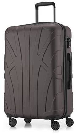 suitline - Hartschalen-Koffer Koffer Trolley Rollkoffer Reisekoffer, TSA, 66 cm, ca. 58 Liter, 100% ABS Matt, Titan von suitline