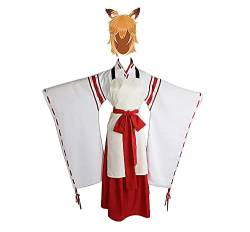 sujinxiu Anime Der hilfreiche Fuchs Cosplay Kostüm Rot und Weiß Japanischer Kimono Komplettset für Halloween Party Outfits von sujinxiu