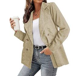 sujinxiu Damen Einfarbig Cordjacke Herbst Trendy Cord Revers Kragen Mäntel Casual Button Down/Reißverschluss Boyfriend Style Cordjacke Mäntel Tops von sujinxiu