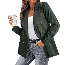 sujinxiu Damen Einfarbig Cordjacke Herbst Trendy Cord Revers Kragen Mäntel Casual Button Down/Reißverschluss Boyfriend Style Cordjacke Mäntel Tops von sujinxiu