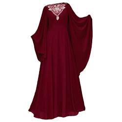 sujinxiu Frauen Elegante Muslimische Kleider Spitze Patchwork Muslimisches Maxikleid Ethnisches Langarm-arabisches Kaftan-Kleid Islamisches Strickjacken-Kleid Dubai-Kleid von sujinxiu