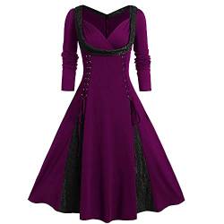 sujinxiu Frauen Mittelalter Kleid Renaissance Retro Kleider Steampunk Gothic Kleidung Lace Up Plus Size Kostüm für Halloween Party von sujinxiu